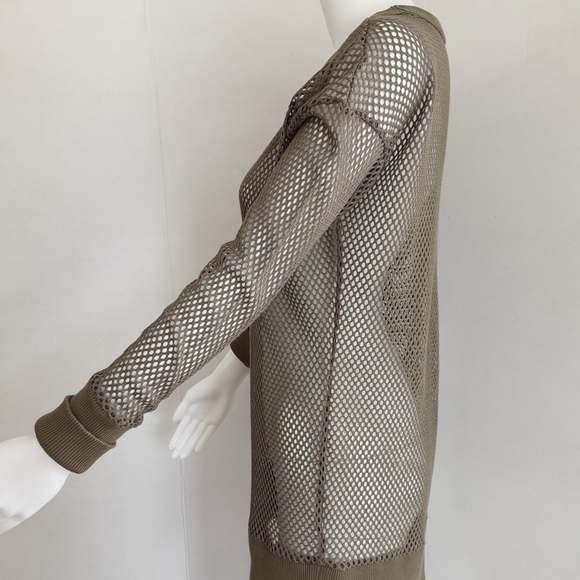 BANANA REPUBLIC ARMY GREEN MESH LONG SLEEVE TUNIC TEE SHIRT SZ XS - Picture 7 of 7